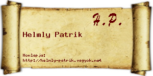 Helmly Patrik névjegykártya